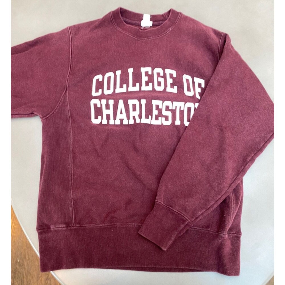 SALE ! Champion College Of Charleston Crewneck Sweatshirt Men Small Maroon NCAA